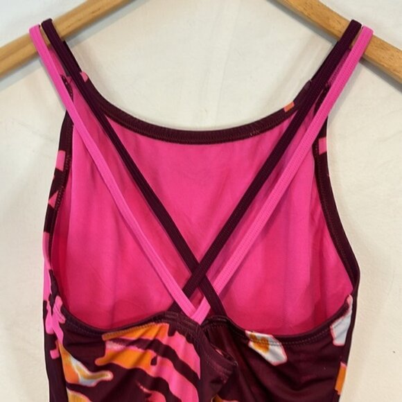 Nike Multicolor Glitch Spiderback One-Piece Swimsuits Girl's Kids Size XL - Picture 4 of 7